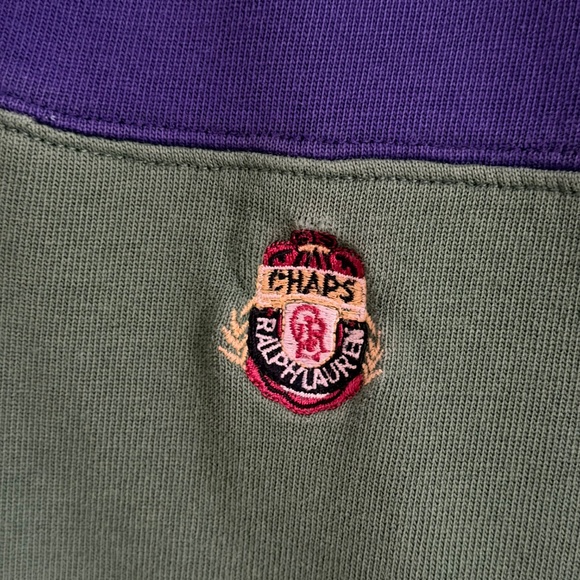 Vintage Ralph Lauren Chaps Rugby Shirt Mens M Navy Green Stripe 90s Preppy Bloke - Picture 5 of 12